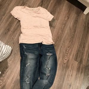 Lightweight T-shirt chambray cream color